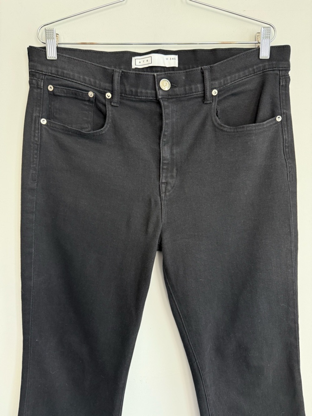 AYR The Pop Black High Rise Straight Leg Jeans Raw Hem Cropped Short 34 S Short - Picture 6 of 16